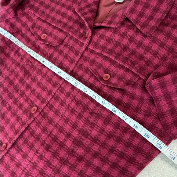 Talbots Burgundy and Pink Checked Wool Blend Jacket Cuffed Sleeves Size 12 - Picture 6 of 9